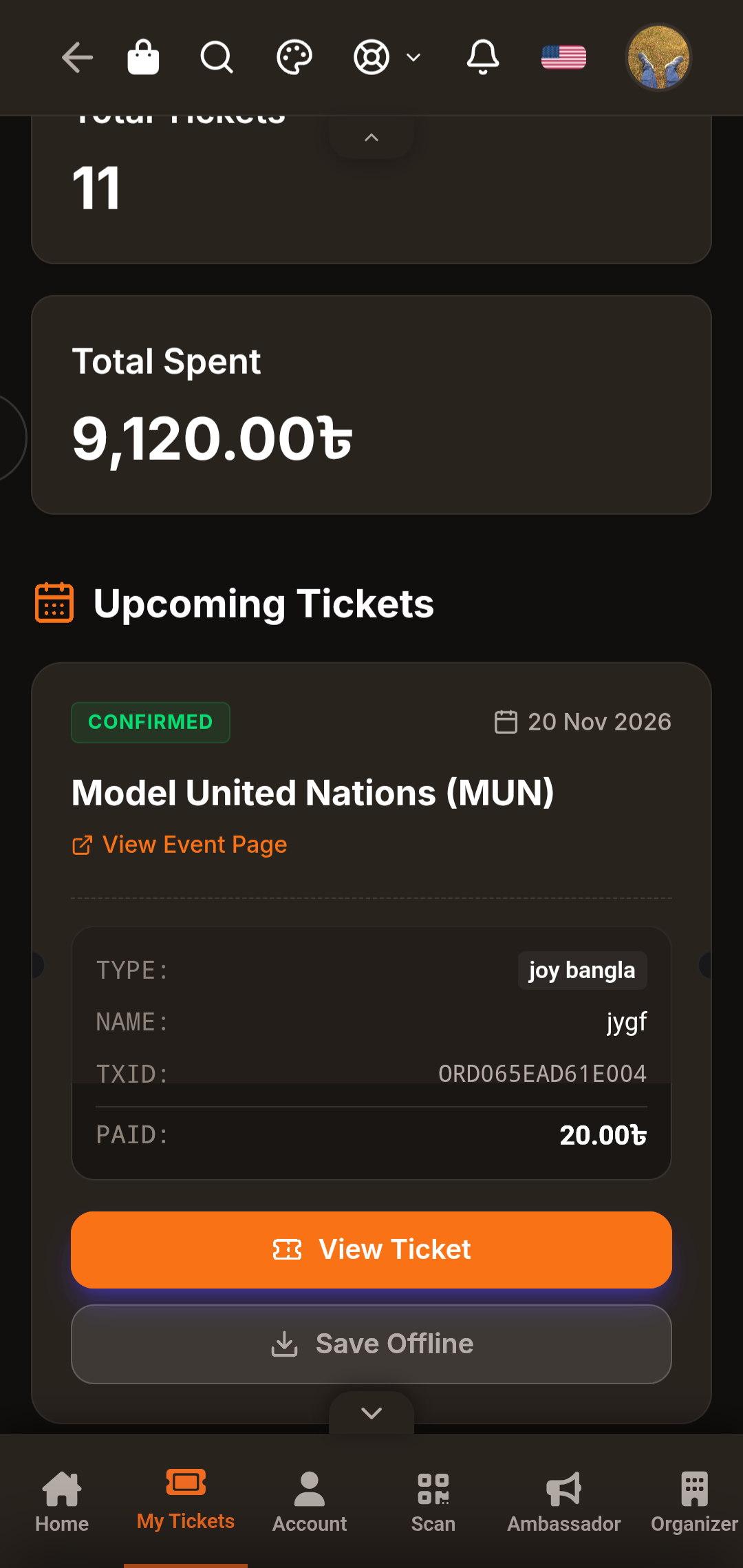 Ticket Selection & Registration